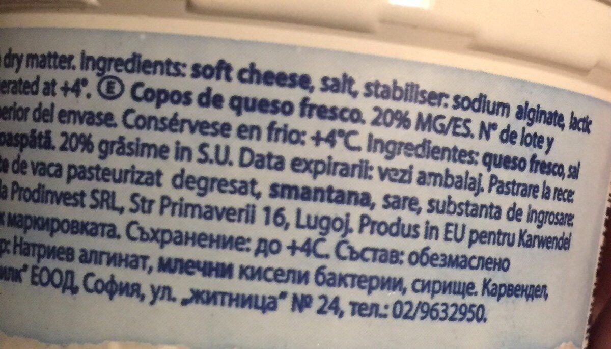 Cottage cheese - Ingredients