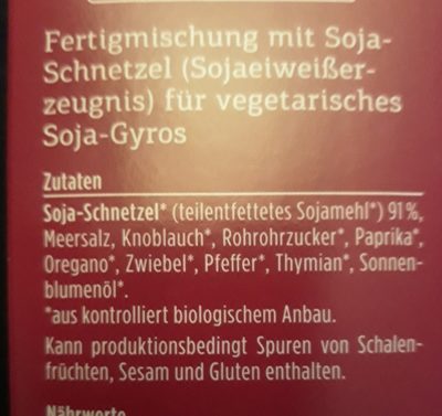 Soja Gyros - Ingredients - fr