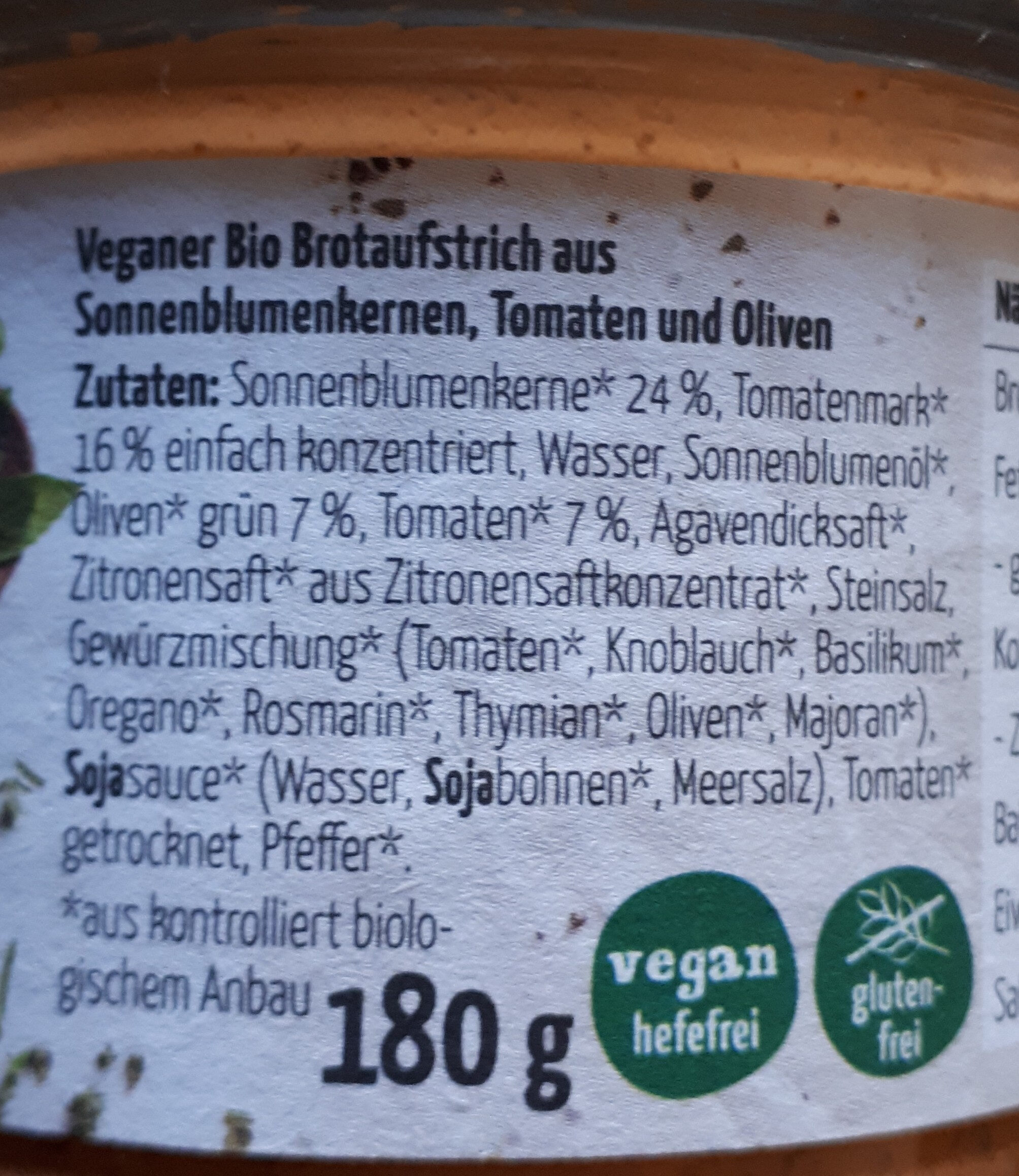 Tomate-Olive Aufstrich - Zutaten