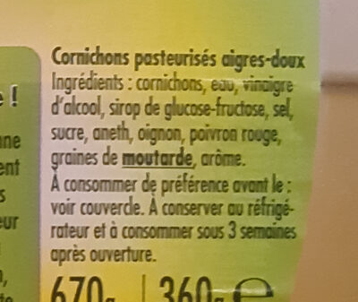 Cornichons aigres-doux Recette Paysanne - Ingredienser - fr