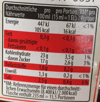 Kühne Made for Meat - Hot Chili Sriracha - Nährwertangaben