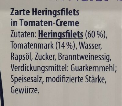 Zarte Filets vom Hering in Tomaten-Creme - Zutaten