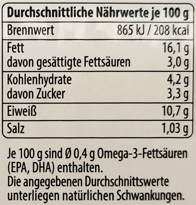 Fisch - Zarte Herings Filets in Paprika-Creme - Nutrition facts - de