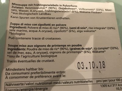 Misosuppe Mit Frühlingszwiebel - Ingredients - fr