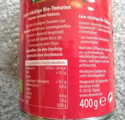 Tomaten fein-stückig - Nährwertangaben