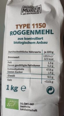 Roggenmehl - حقائق غذائية - de