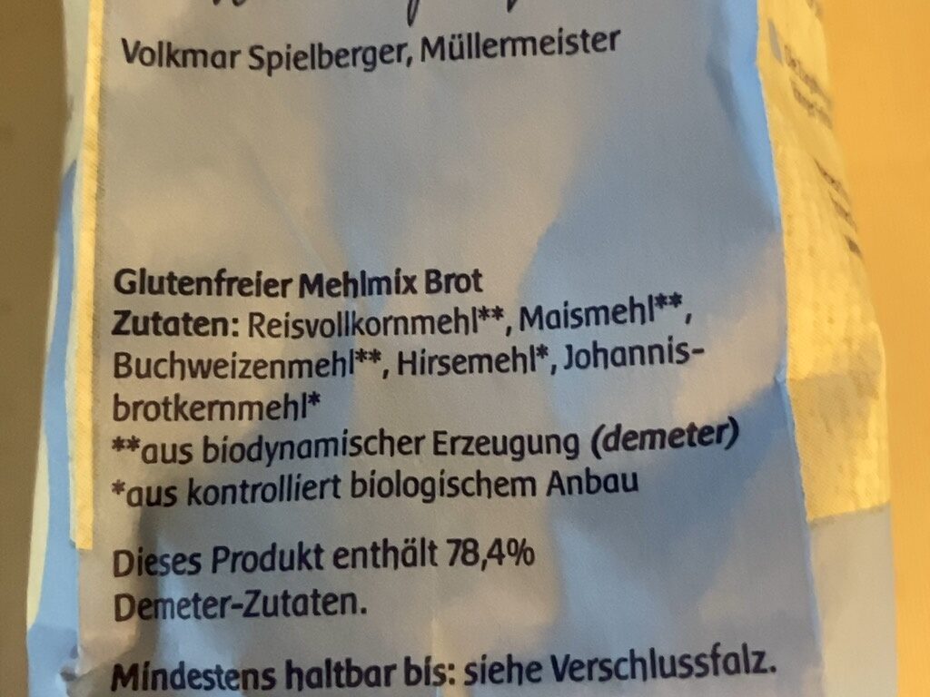 Glutenfreier Mehlmix Brot - Ingredients