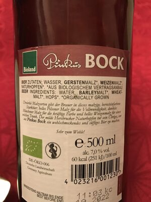 Pinkus Bock - Ingredienser - de
