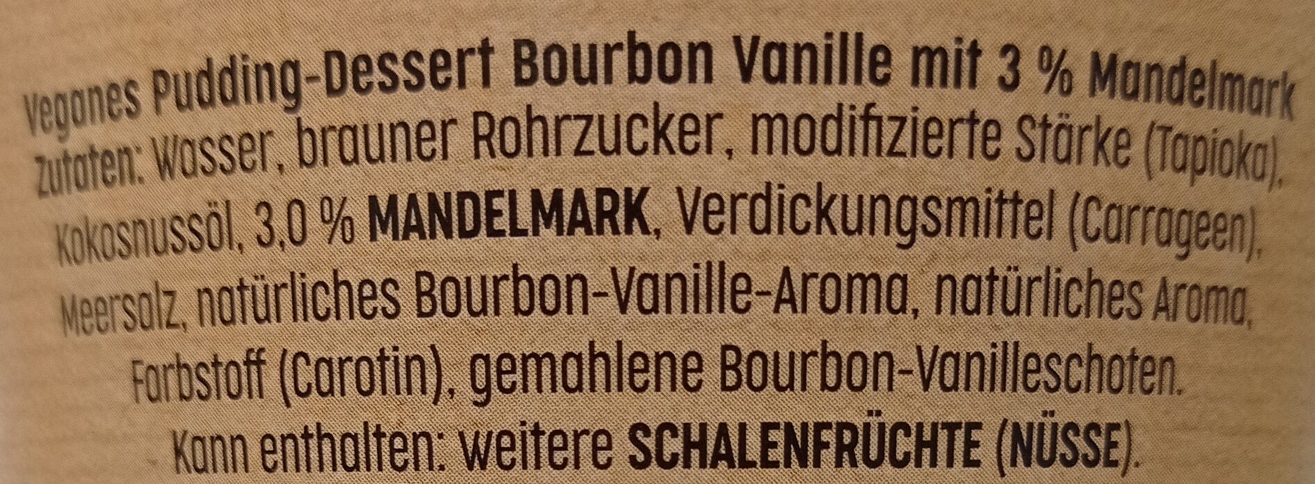 loVE it! Pflanzlicher Pudding - Burbon-Vanille - Zutaten