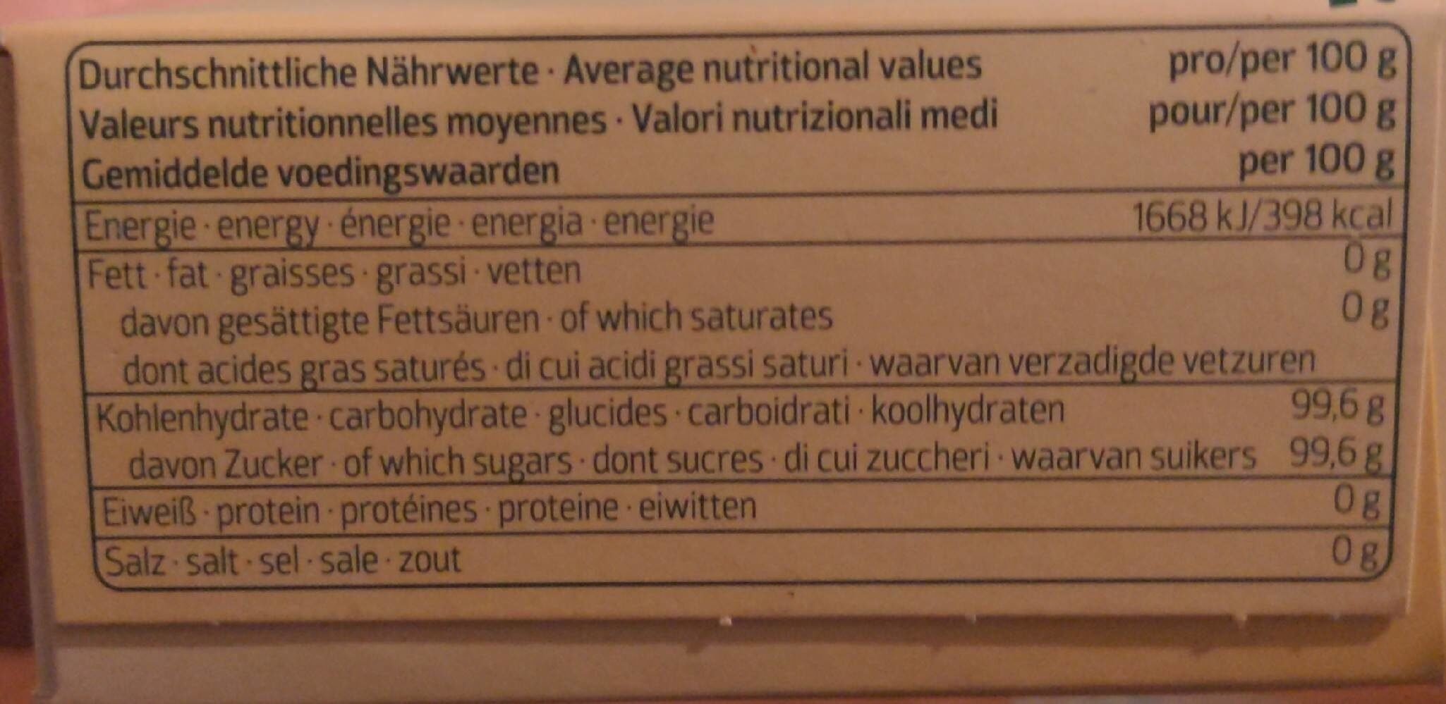 Z-Puderzucker - Nutrition facts - de