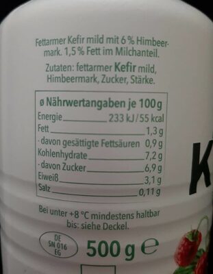 Kefir Fettarm Himbeere - Tableau nutritionnel - de