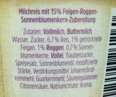 Milchreis Korn&Frucht Roggen Sonnenblumenkern Feige - Ingredients - de