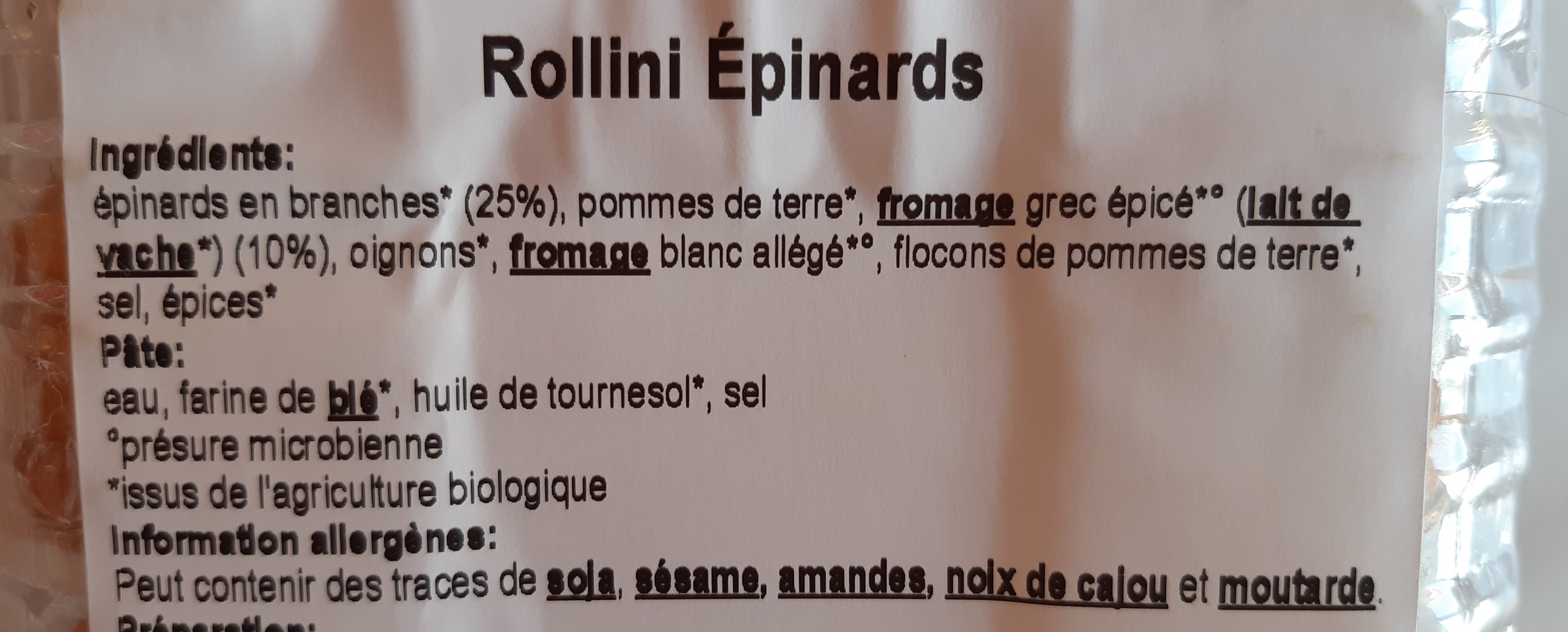 Rollini epinard - Ingrédients