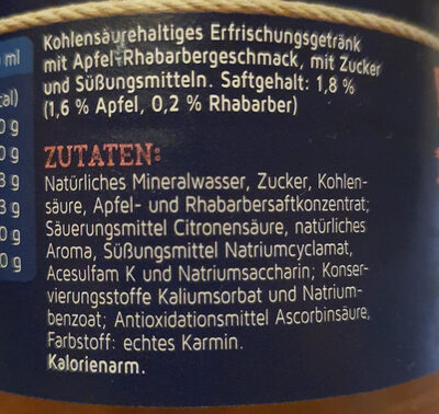 Küstengold Wasser + Frucht Apfel-Rhabarbergeschmack - المكونات - de