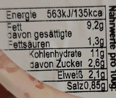 Erzgebirgischer Kartoffelsalat - Nährwertangaben