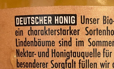 Deutscher Honig - Zutaten - en