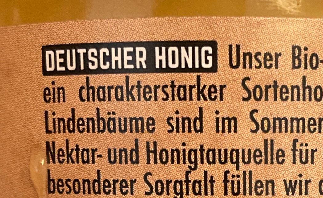 Deutscher Honig - Zutaten - en