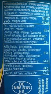 Yaourt Nature Ea - Nutrition facts - fr
