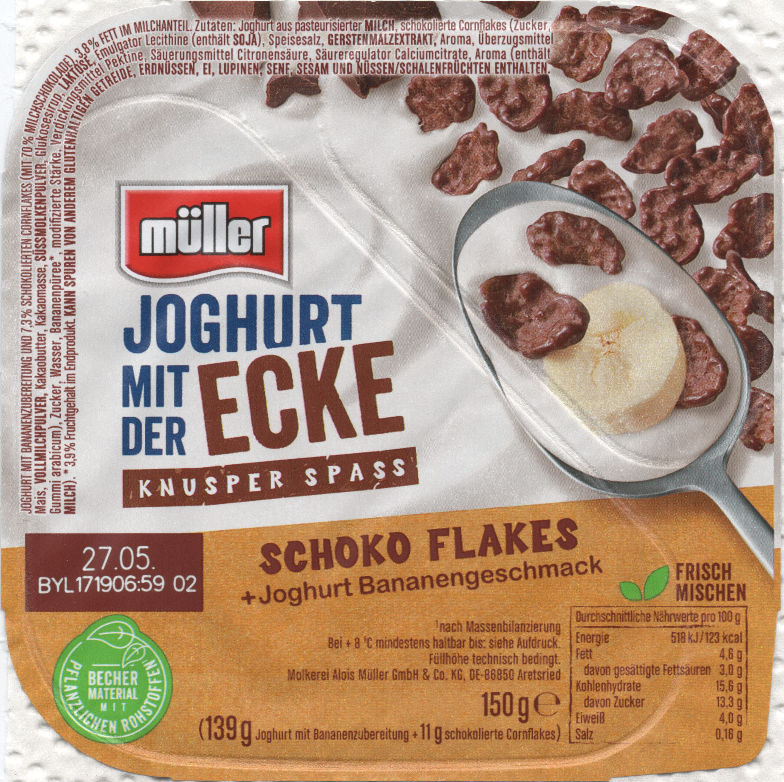 Joghurt mit der Ecke - Schoko Flakes - Producto - de