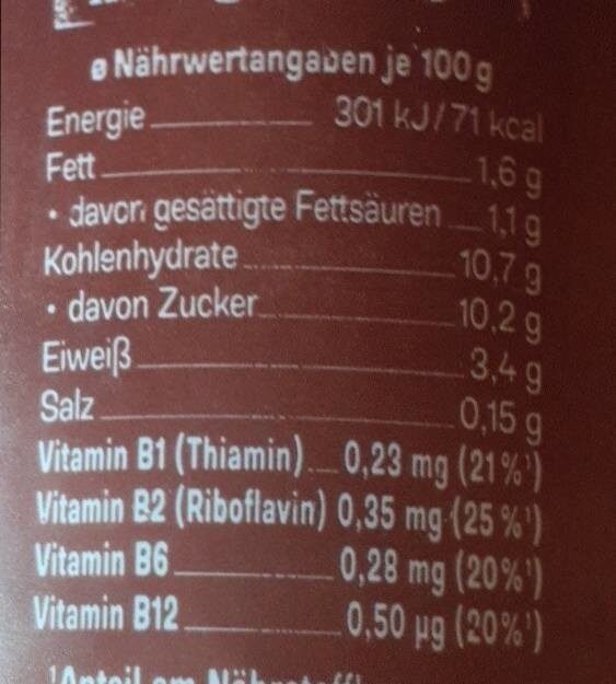Müllermilch Schoko - Nutrition facts - de