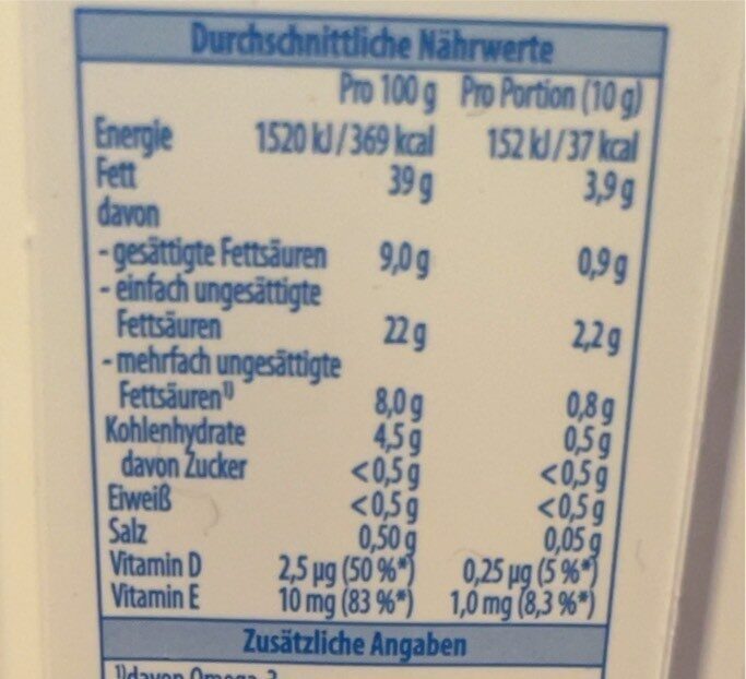 Leicht halbfett Margarine - Tableau nutritionnel - de