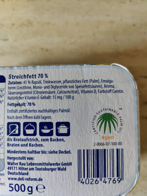 Deli Reform Margarine - Ingredients - de