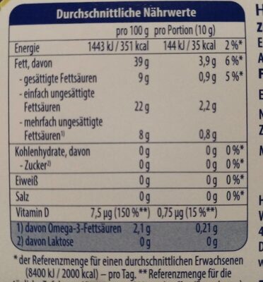 Die leichte Margarine - Nutrition facts - de
