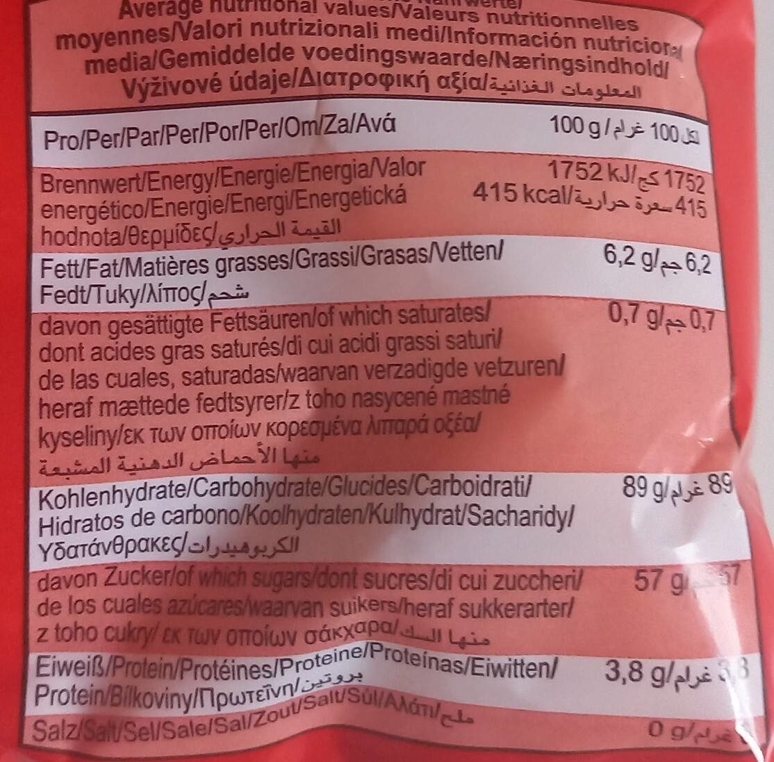 Popcorn Karamell - Nährwertangaben