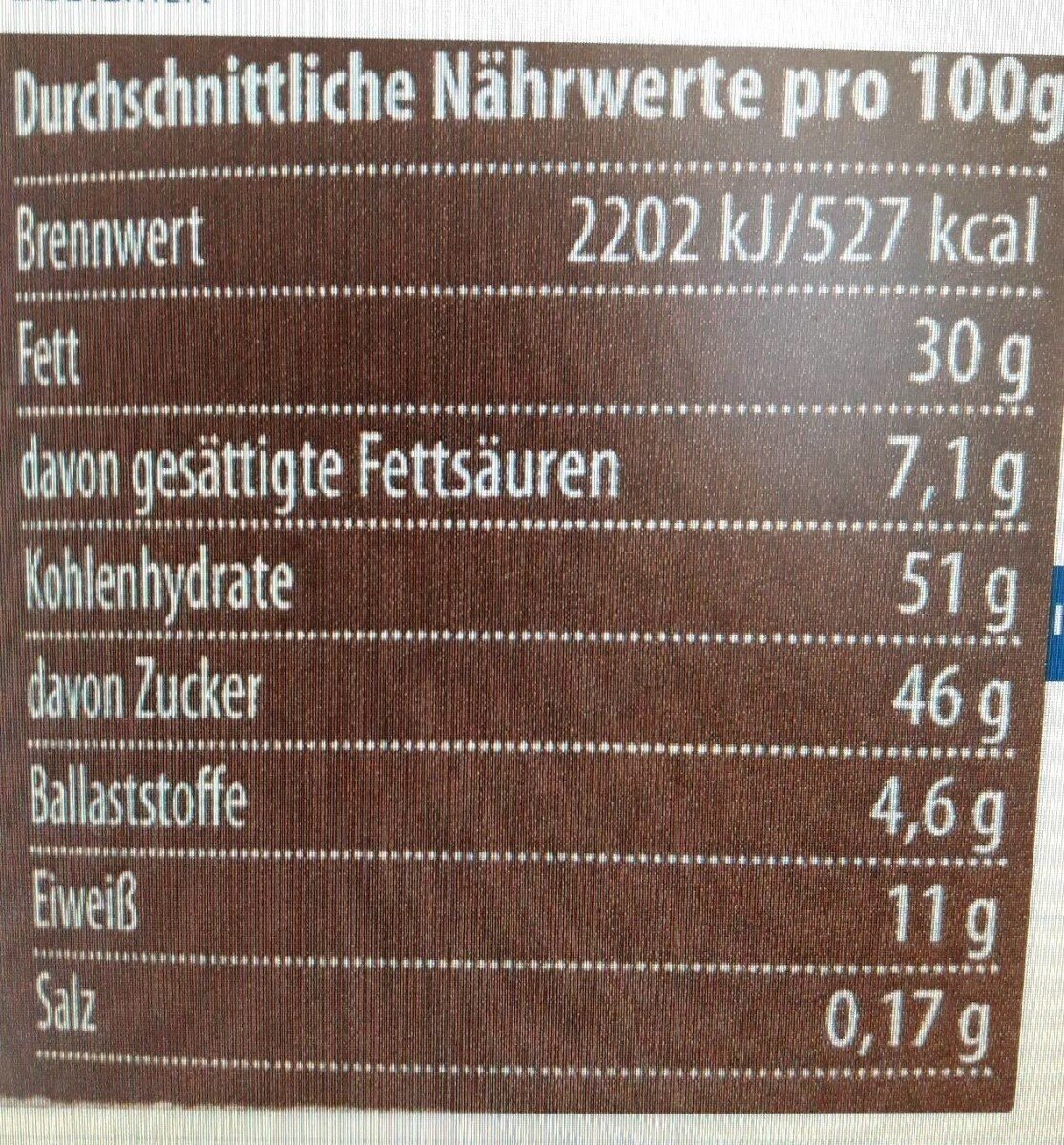 Schoko-Erdnuss - Nährwertangaben