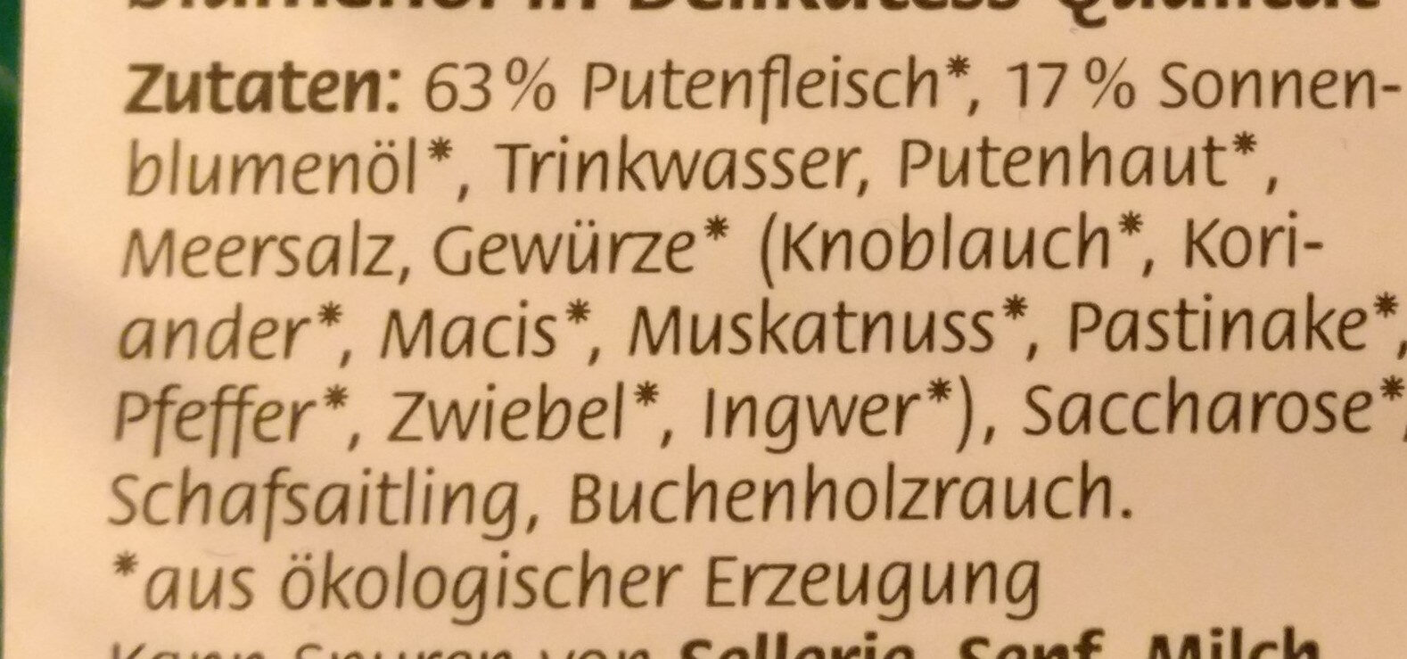 Delikatess Geflügel Wiener - Zutaten