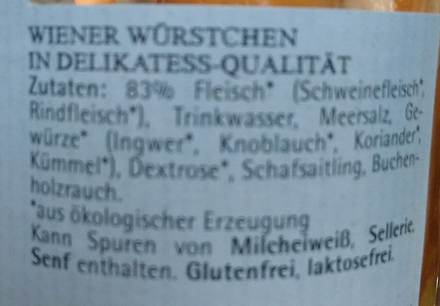 Wiener Würstchen - Zutaten