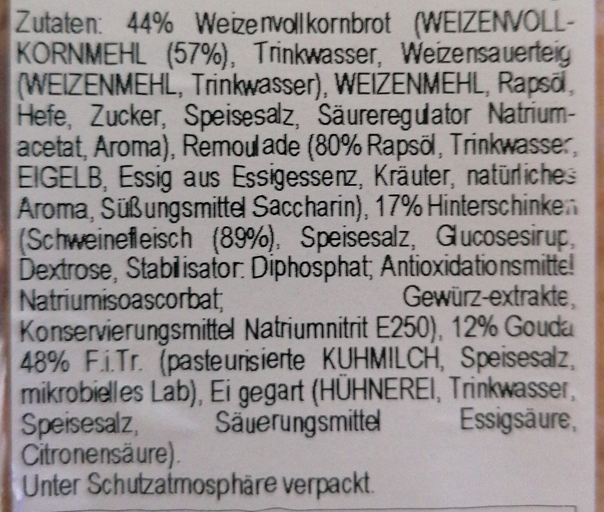 Sandwich Schinken-Käse - Ingredients - de