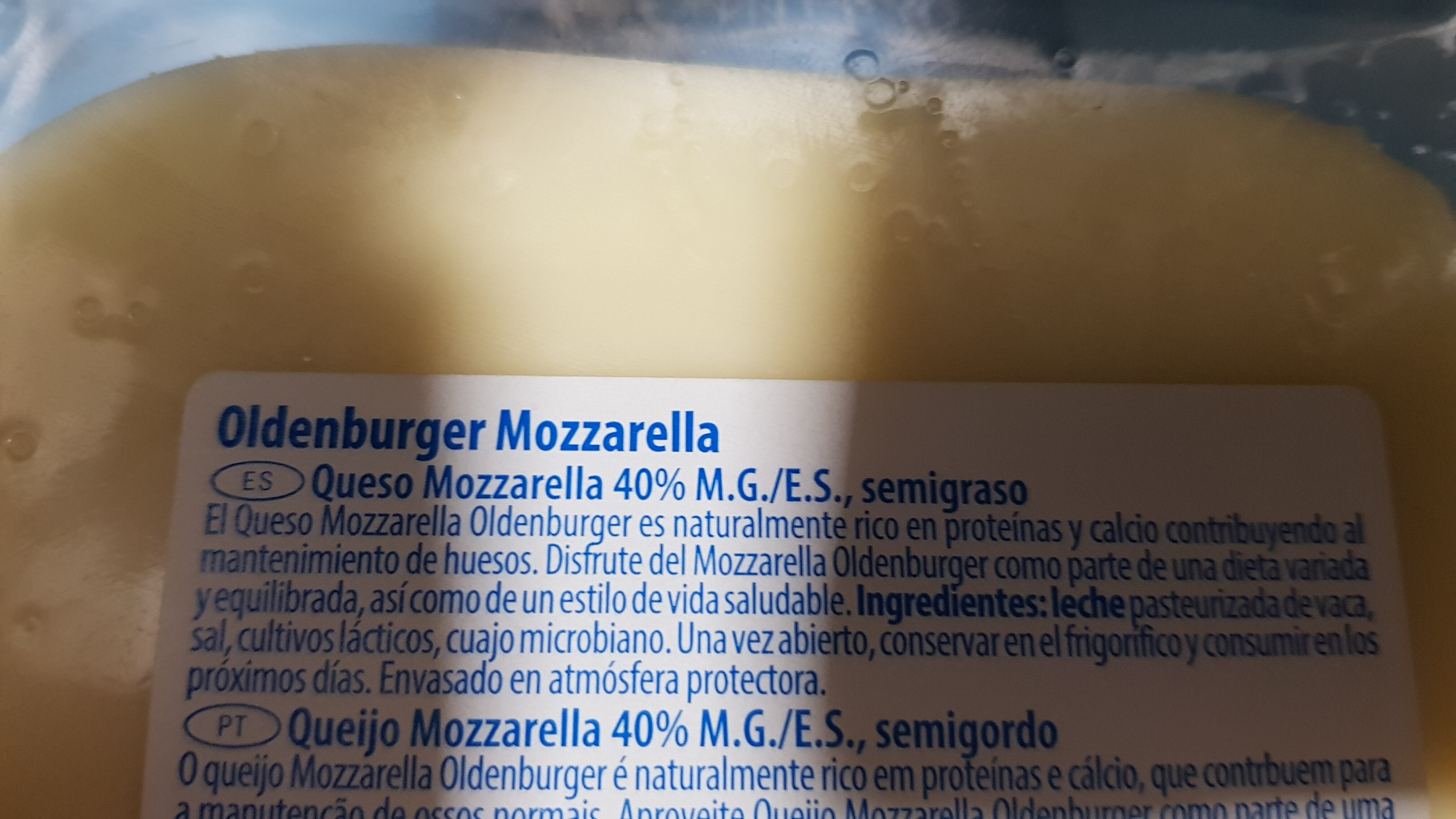 Mozzarella fresco - Ingredients - es