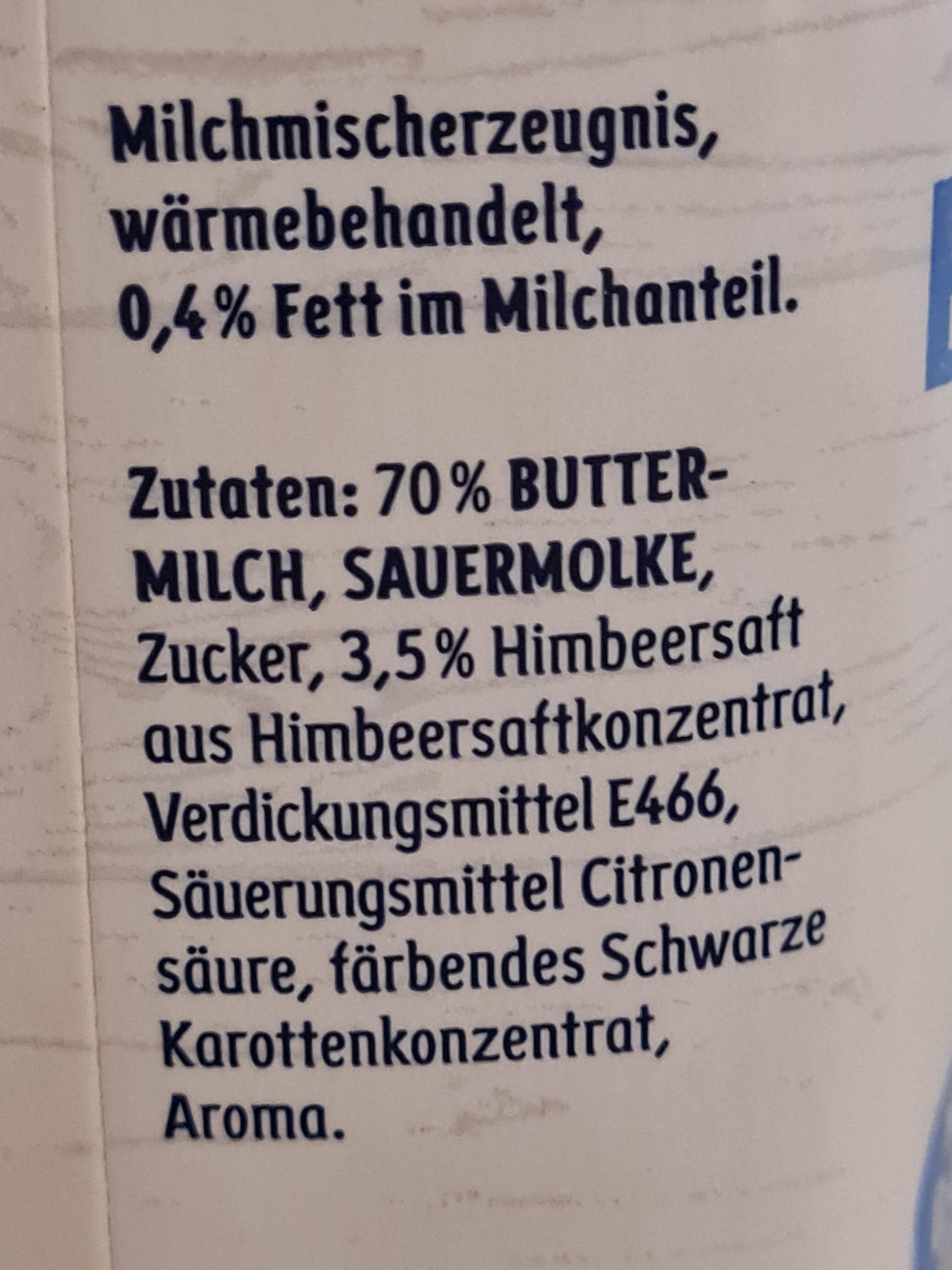 Buttermilchdrink Himbeere - Zutaten