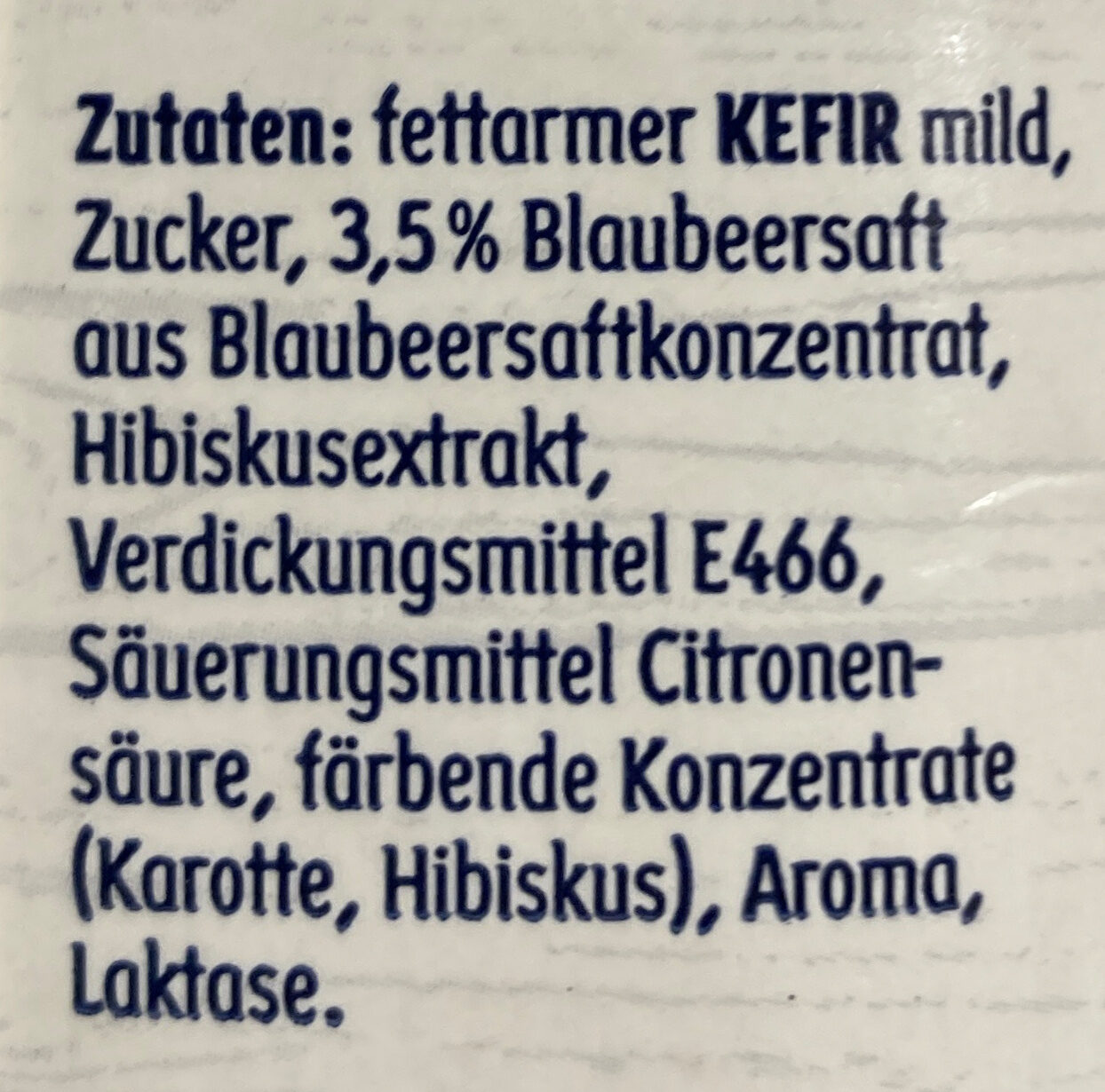 Kefir Drink Blaubeere - Zutaten