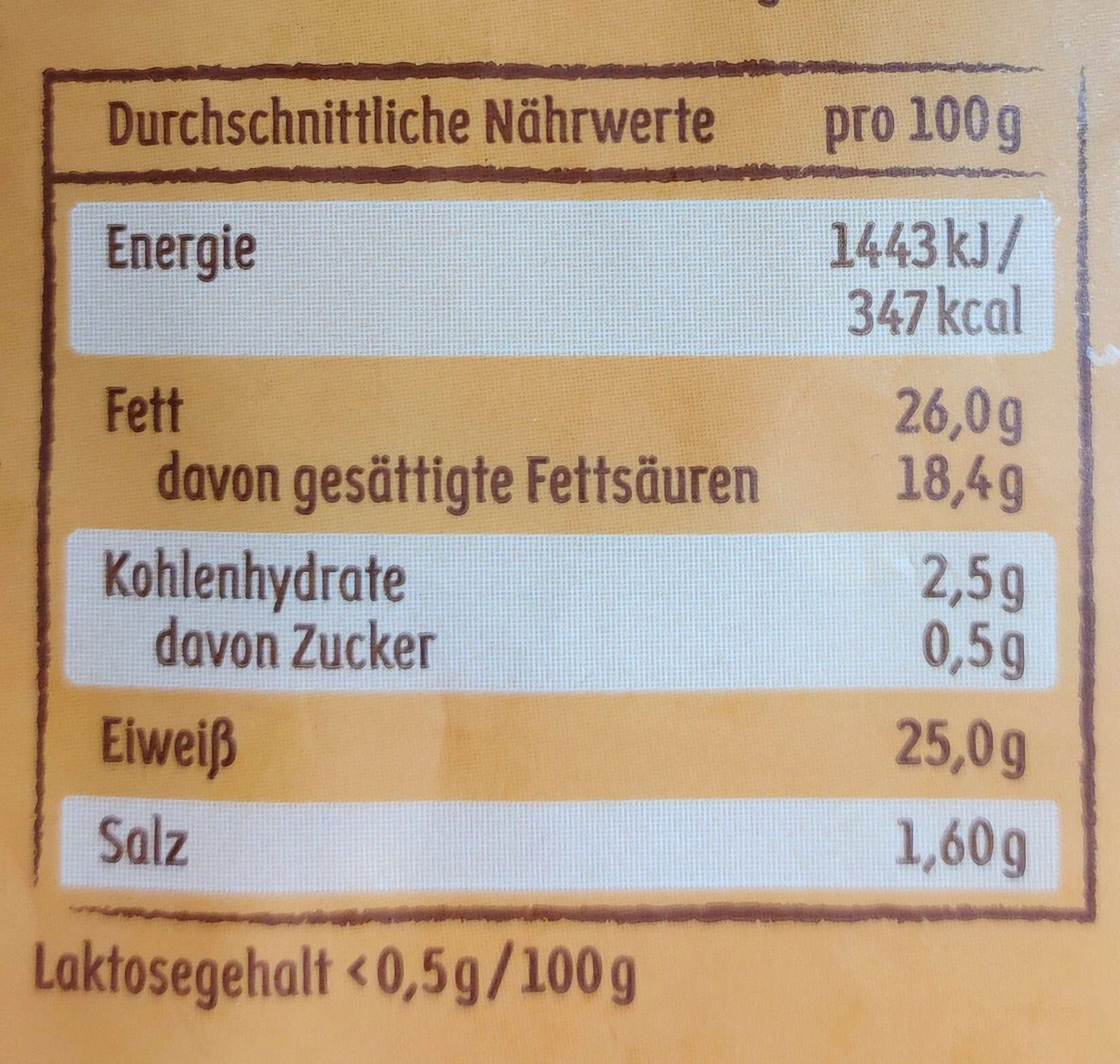 geriebener Käse - Nutrition facts - de