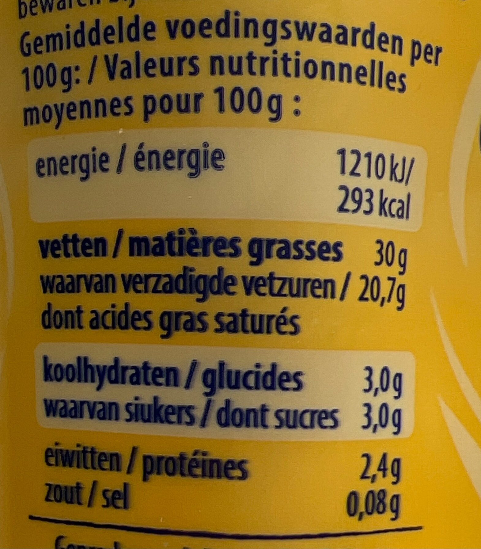 Crème fraiche naturel - Voedingswaarden