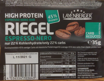 Layenberger Lowcarb. one Protein Riegel Espresso nero - Produkt