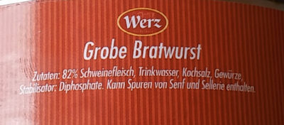 Grobe Bratwurst - Ingredienser - de