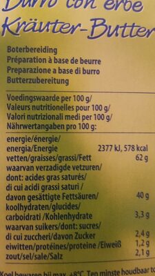 Kräuterbutter - Voedingswaarden - de