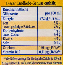 Landliebe frische Landmilch - Información nutricional - de