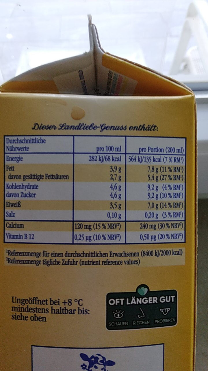 frische Landmilch 3,8% Fett länger haltbar - Zutaten
