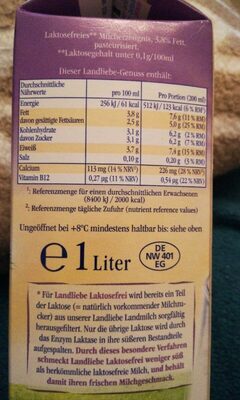Frische Landmilch 3,8 % Fett laktosefrei - Información nutricional - de