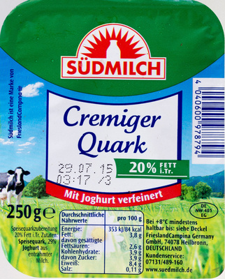 Cremiger Quark 20% Fett i. Tr. - Product - de