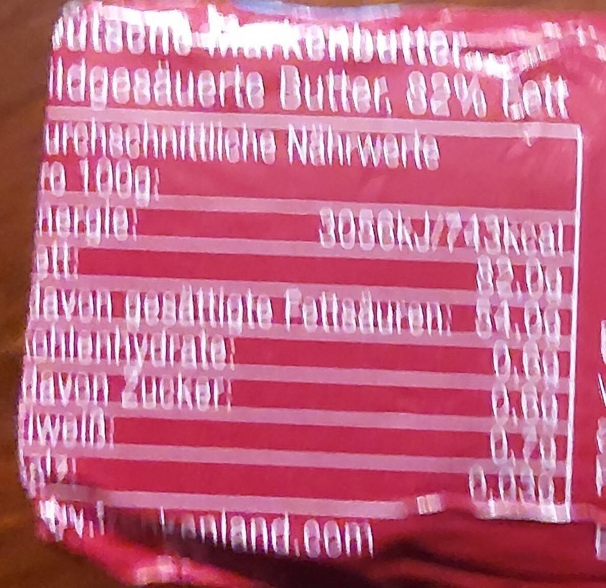 Deutsche Markenbutter - Información nutricional - de