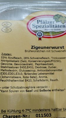 Zigeunerwurst - Ingredients - fr