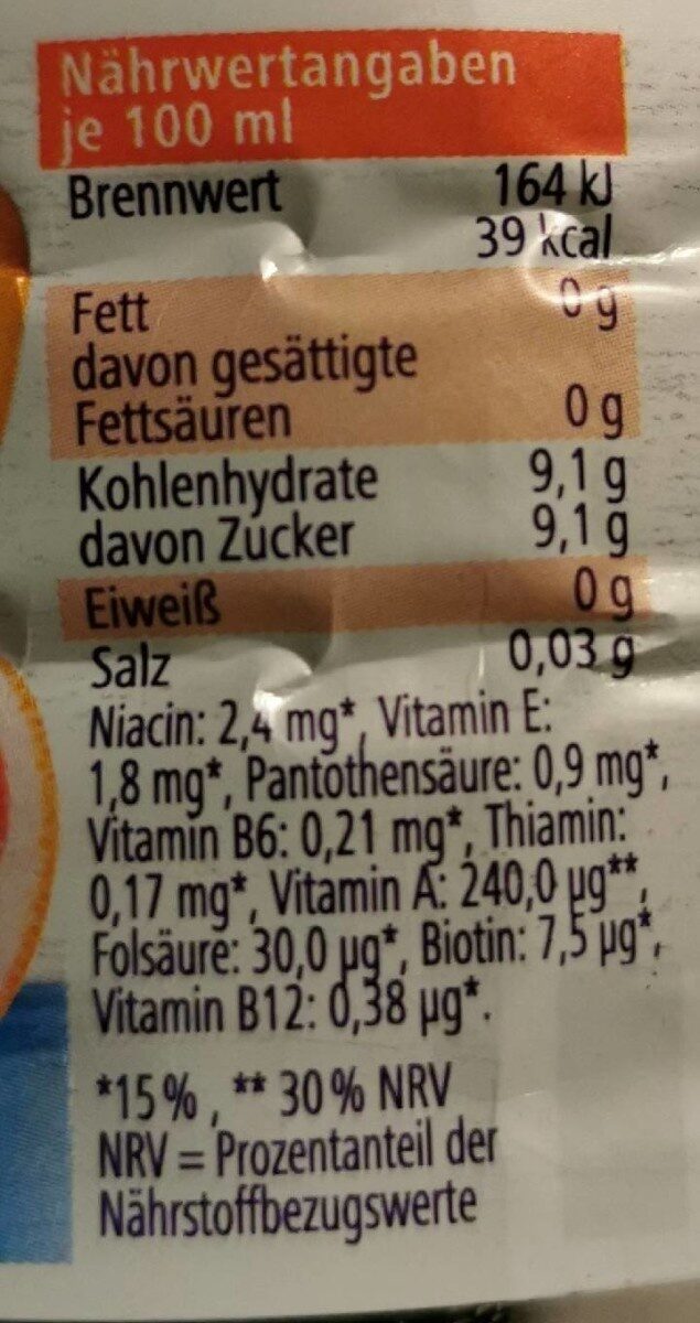 Multi-Vitamin - Nährwertangaben