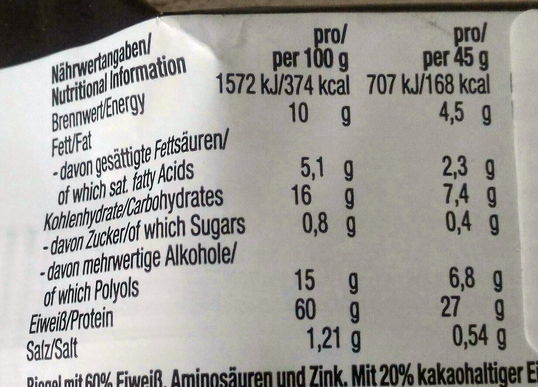 60% Protein Salted Peanut-caramel - Informació nutricional - fr