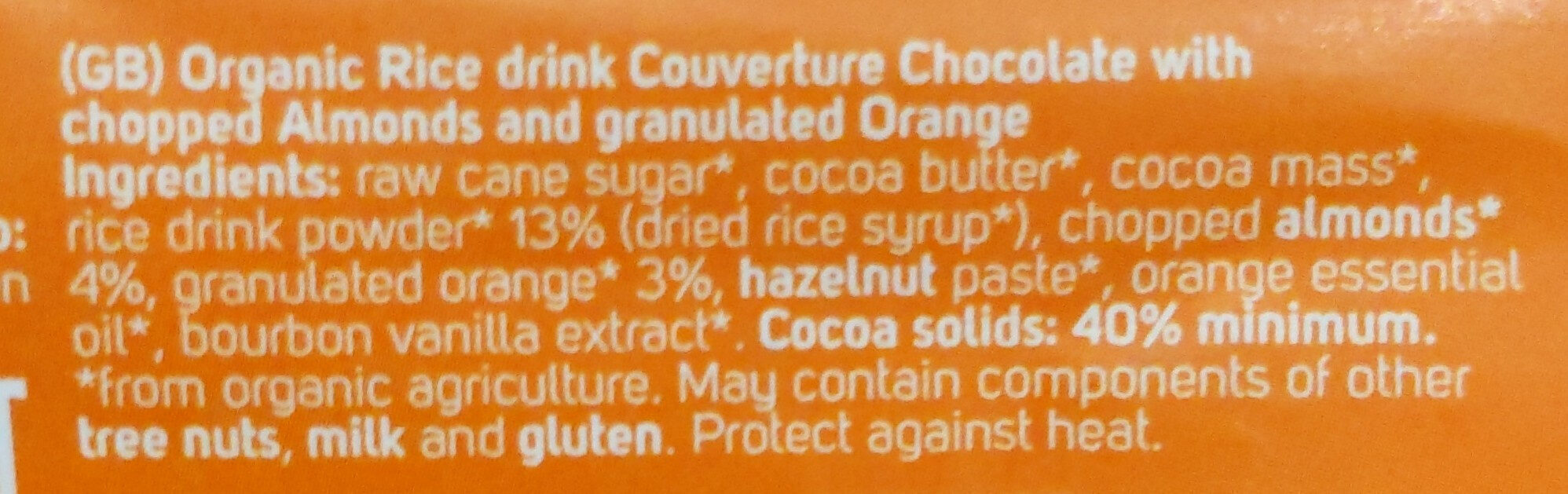 Mandel Orange Chocolate Bar - Ingredients - en