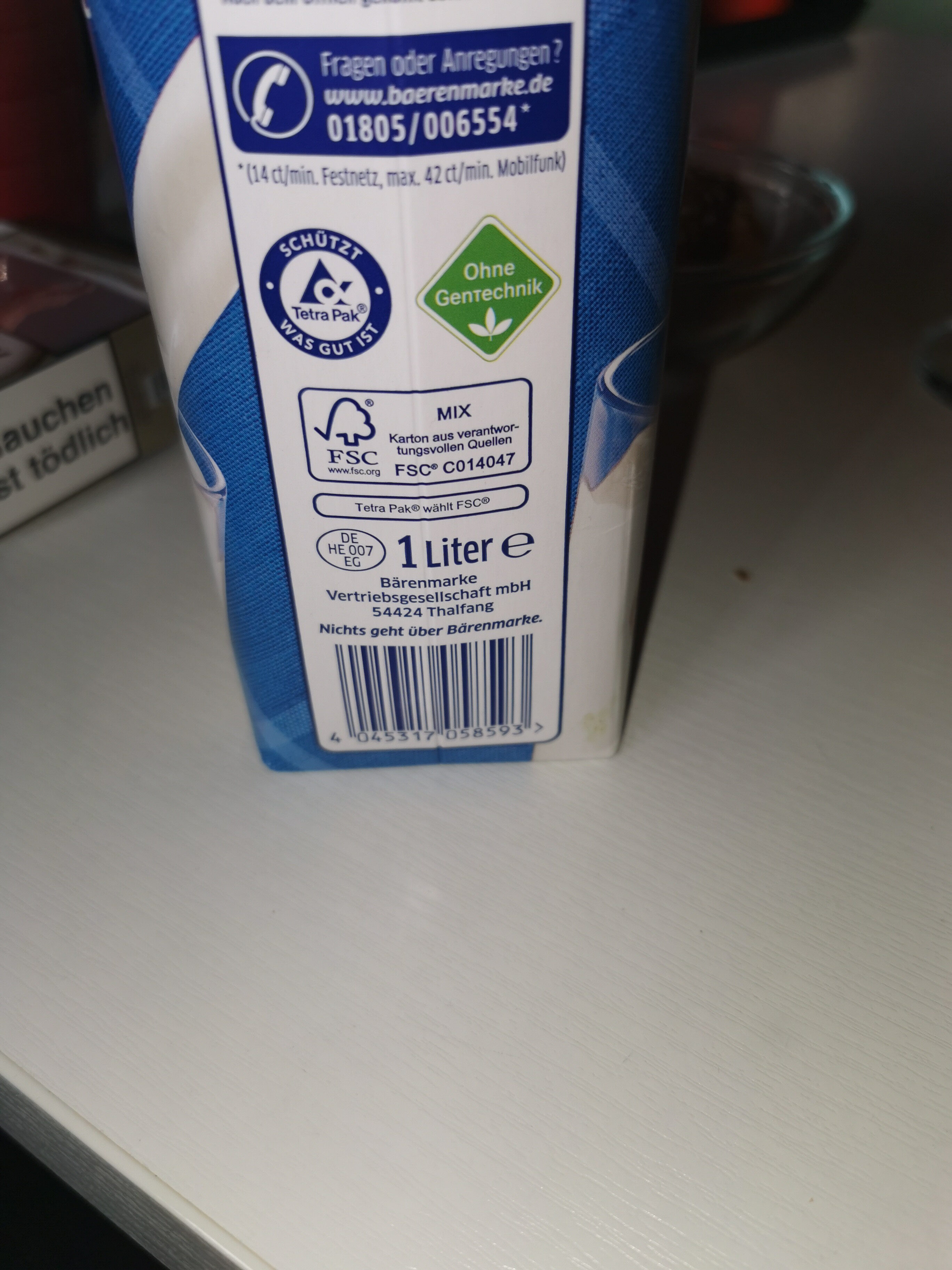 Frische Milch 3,8% Fett - 回收说明和/或包装信息 - de